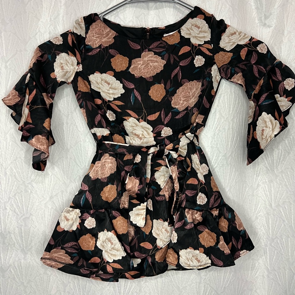 Gibson Black Dress with Floral Design